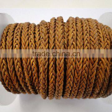 Braided Leather cords -2203 Vintage Tan