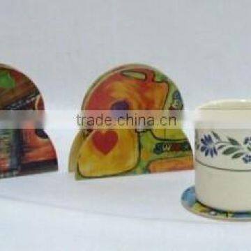 5 Pieces/set Design Wooden Coaster With Cork, Wooden Coaster, Water Resistant