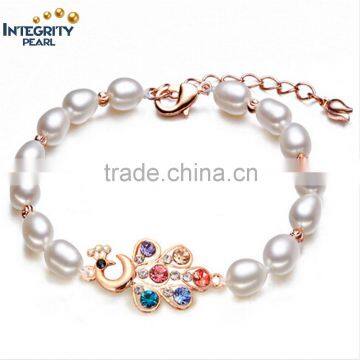 2016 Fashion Charm Bracelet Natural Freshwater Pearl Jewelry 925 Sterling Silver Peacock Women Pearl Bracelet