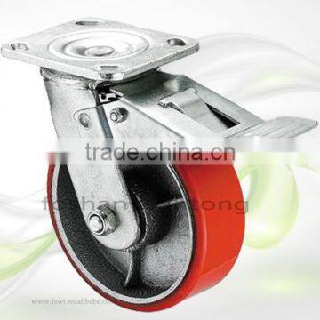 PU Heavy Duty 100mm Locking Swivel Caster Wheel