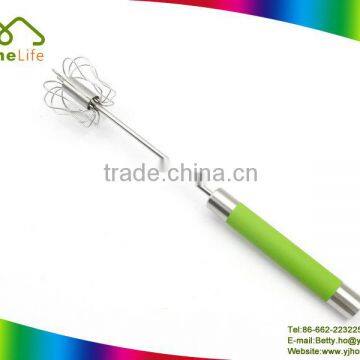 Hand push TPR handle stainless steel wire rotary beater rotating egg whisk