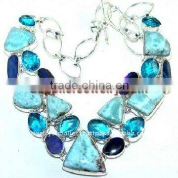 Exclusive!! larimar rhodonite silver Discount Sterling Rings Gold Jewelry Gemstone Necklace