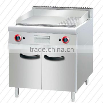 Factory Sale Kitchen Equipment Gas Griddle/Stainless Steel Gas Griddle(half flat and half groove) with Cabinet