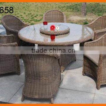 Garden 6Pcs Chair Double Turntable Set Round Rattan