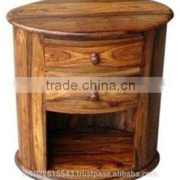 2 Drawer Oval Cabinet Sheesham Wood