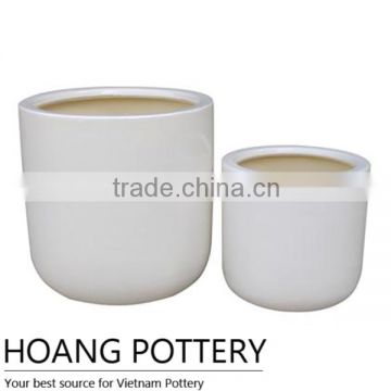 Cylinder White Glazed Pottery Pot