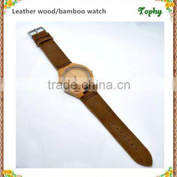 Japan Movement Bamboo Wood Watch with Engraved Face