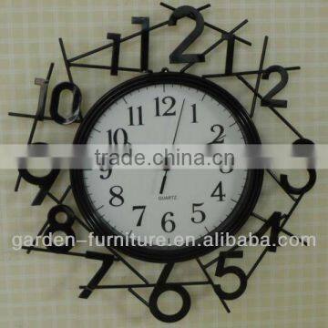 Home decorative 15" clock wrought iron crafts digital metal wall clock