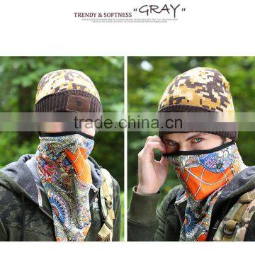 100% acrylic custom camouflage leather patch beanies with high quality, cheap leather patch knitted hat for men and women