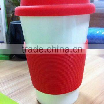 Custom logo ceramic coffee cup with silicone lid