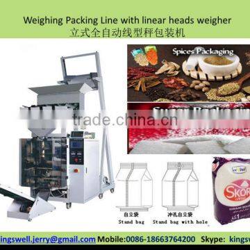 Packing machine with linear heads weigher