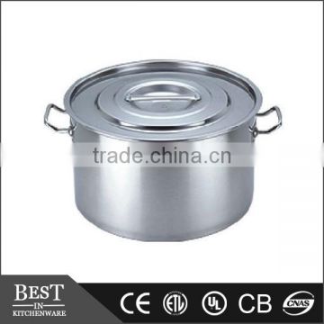 stackable stainless steel HK low soup pot with Lid pot of HK style flat cover