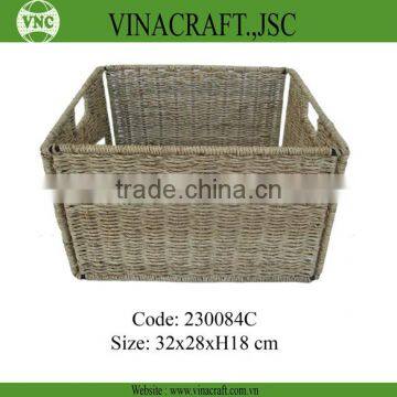 Seagrass folding laundry basket with handle