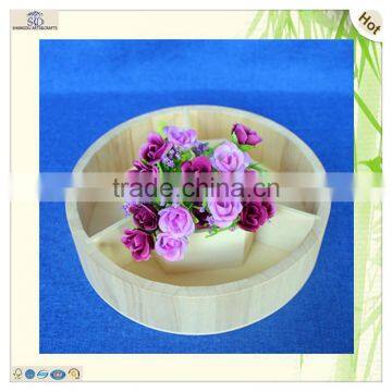 Натуральный деревянный круглый поднос из необработной тульпы с несколькими отделениями photo-3