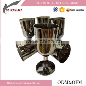 Stainless steel plated plastic wine glass cup