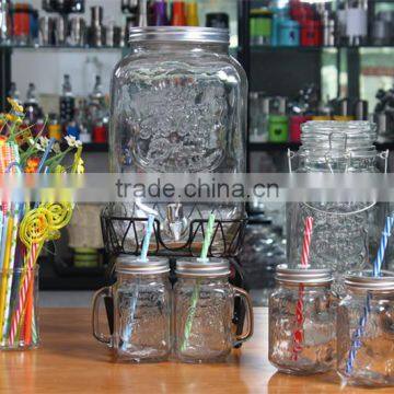 Hexagonal Glass Juice Jars With Metal Stand photo-2
