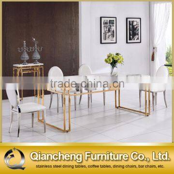 European style white marble mirror golden dining table