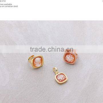 New Product 925 Sterling Silver Classic Flower And Fairy Cameo Pendant and Ring Made in Italy