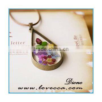 Unisex Fashion Natural Real Dried Flower Round Glass Pendant Necklace New Jewelry photo-2