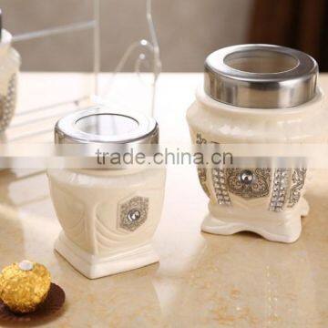 Caremic Canister Set With Stainless Metal Stand photo-6