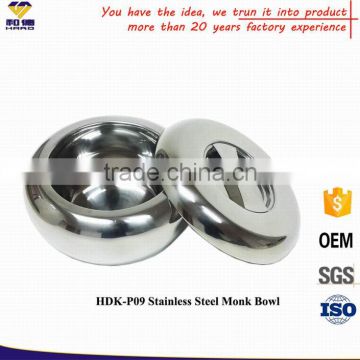 Factory Made OEM LOGO Stainless Steel Monk Bowl With Lid