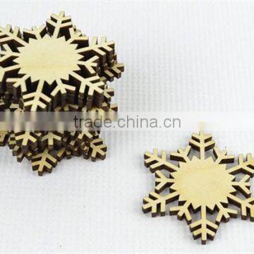 2017 Christmas natural unpainted Wooden Snowflake coaster made in China