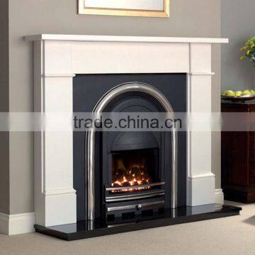 Modern Clean Lines Beige Marble Fireplace Surround photo-4