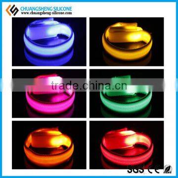 Wholesale LED light woven bangles, silicone LED bracelet, fashion wirstband