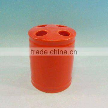 Good quality orange ceramic toothbrush holder