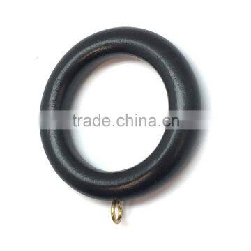 Circle Wood Curtain Rod Ring With Screw Eyelet, Black Wood, ID40mm/OD65mm photo-2