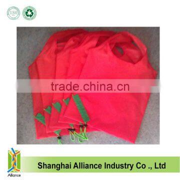 cheap 190T polyester foldable reusable shape strawberry foldable bag