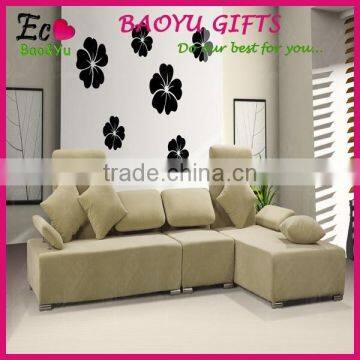 Latest decorative custom wall sticker , sitting room 3D flower mirror wall stickers