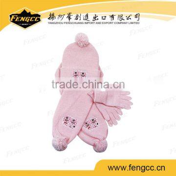 Customized design fashion knitted set, scarf, hat, gloves