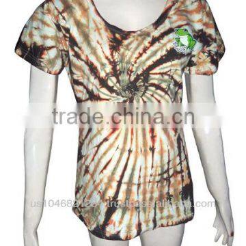 T-Shirt women cotton mix lycra tie-dye green lime