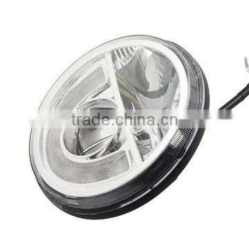 DOT E-mark 7 " H4 Head Light With Haol and DRL 7 Inch Round CREA Black LED Projector Headlight for Jeap JK TJ LJ CJ Defender photo-3