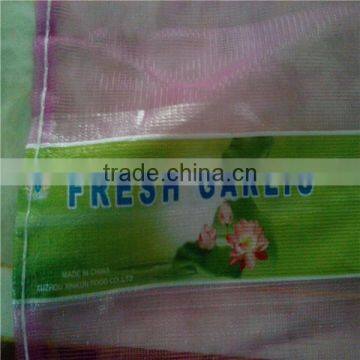 PE packing garlic mesh bag with lable 30*60cm, 40*70cm