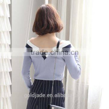 2017 Fashion Woman Sweater V-neck Loose Pullover Sweater Cheap Woman Sweater photo-3