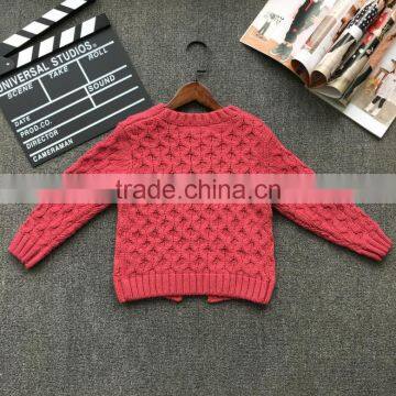 Watermelon Red Color Round Collar Girls Clothing Cashmere Sweater photo-2