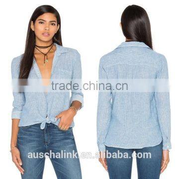 2016 Latest Girls Linen Shirt Fashion Design OEM Service photo-6