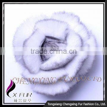CX-A-39 Wholesale Custom Best Quality Rex Rabbit Fur Hand Made Flower Brooch Pin photo-2
