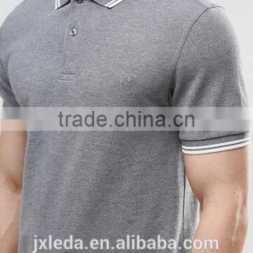 OEM Wholesale Men Grey 100% Cotton Pique Plain Slim Fit Polo Shirt photo-3