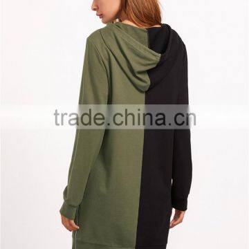 MGOO Women Pullover Sweatshirt With Drawstring Contrast Zip Slit Side Hoodie Dress With Side Pockets photo-2