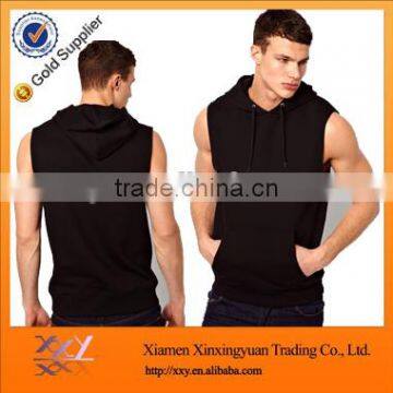 Custom Men Cotton High Quality Sleeveless Sweatshirt with hood