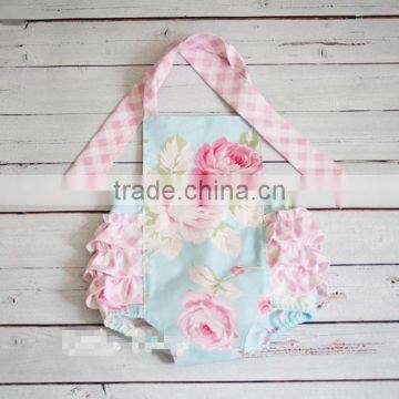 Wholesale Baby Clothes Summer Baby Romper Floral Ruffle Design Bodysuit photo-3