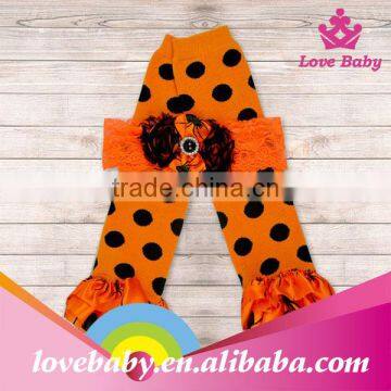 Knitted newest design polka dot baby leg warmers with headband LBE4091392