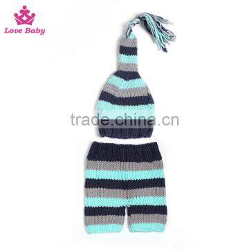 2pcs Set Photography Prop Baby Cute Stripe Crochet Knitted Costume Hat Pants photo-3
