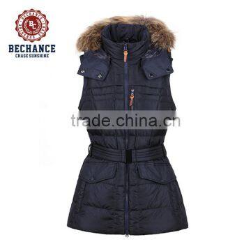 2017 womens fit& fashion vest with belt & fur for spring