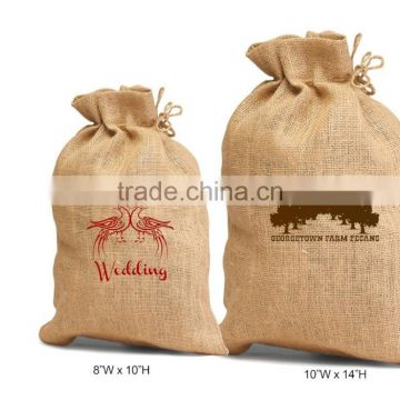 Eco-Friendly Unlaminated Jute bag With Drawstring - features a drawstring closure and comes in large and small with your logo.