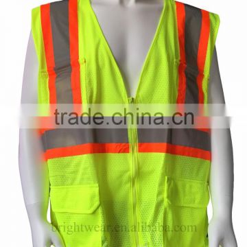 ANSI/ISEA107 mesh safety vest with pocket and zipper