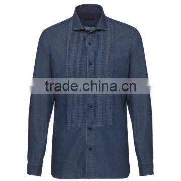 High quality men's washed corrugated long-sleeved casual denim long-sleeved shirt